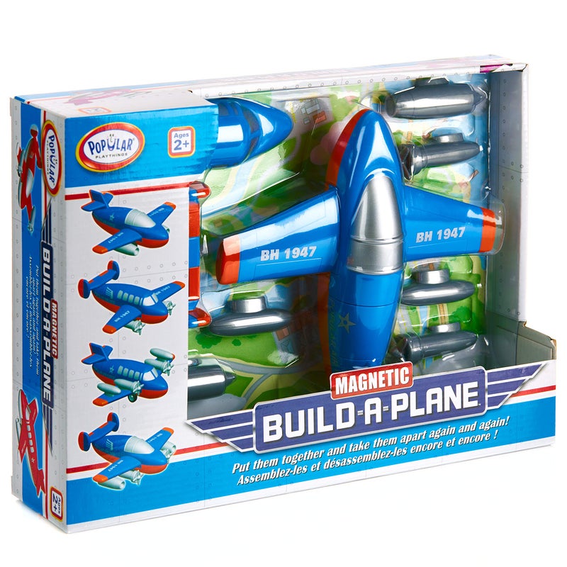 Popular Playthings Magnetic Build-a-Plane Magnetic Toy Play Set, 12 Pieces, Colors May Vary,White - Image 1